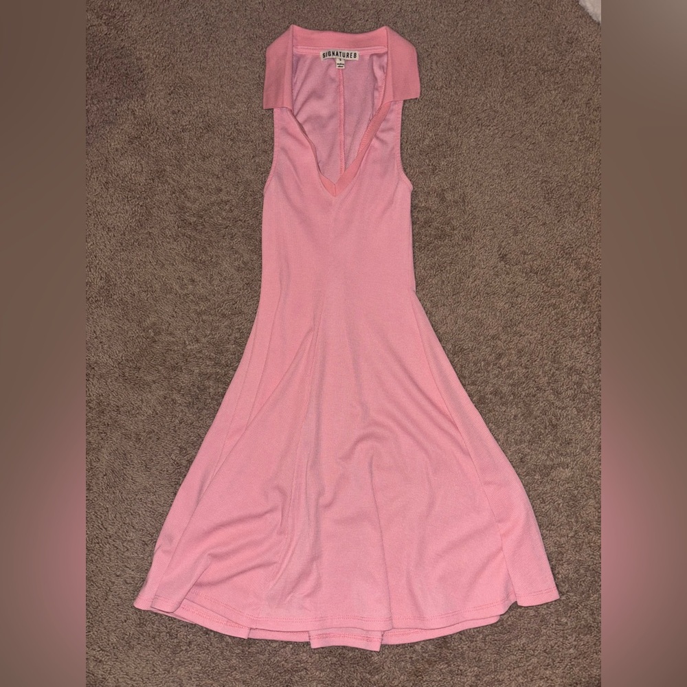 Signature8 Pink Sleeveless V-Neck Sundress